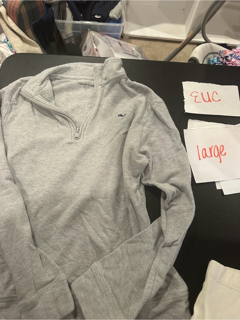 Vineyard Vines Light Gray Quarter-Zip Sweater Kids large euc